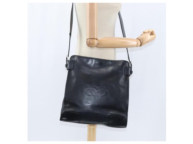 Bolso de Hombro Anagram LOEWE de Cuero Negro Plata Auténtico bs30598 - vista 20
