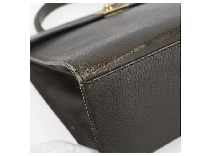 Céline Borsa a Mano CELINE in Pelle Khaki Oro Auth 151041 D'oro Cachi - vista 14