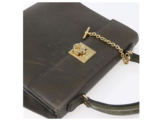 Céline Borsa a Mano CELINE in Pelle Khaki Oro Auth 151041 D'oro Cachi - vista 6