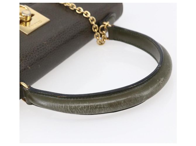 Céline Borsa a Mano CELINE in Pelle Khaki Oro Auth 151041 D'oro Cachi - vista 7