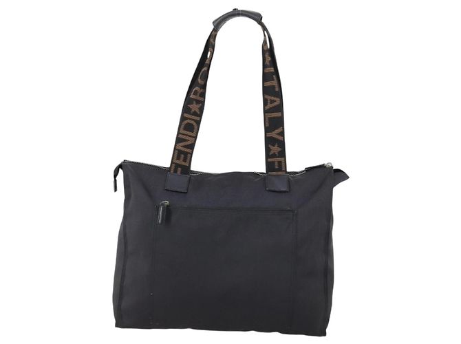 FENDI Tote Bag aus schwarzem Nylon mit Silber authentisch ep11611 - Ansicht 13