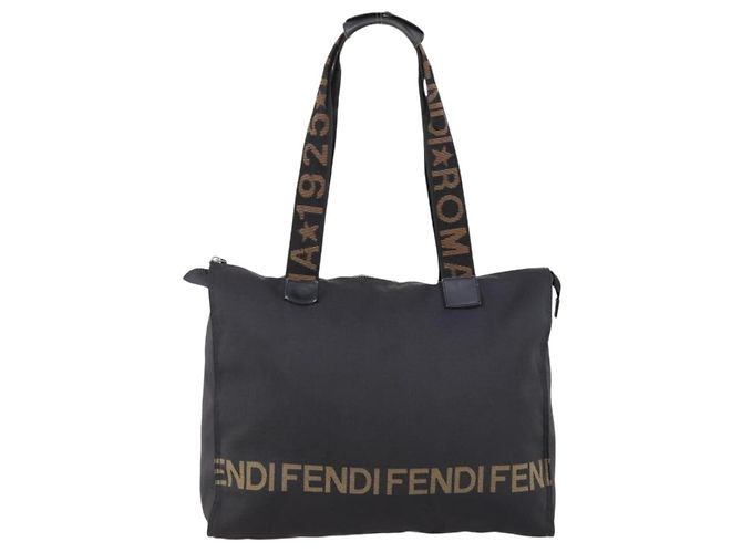 FENDI Tote Bag aus schwarzem Nylon mit Silber authentisch ep11611 - Ansicht 2