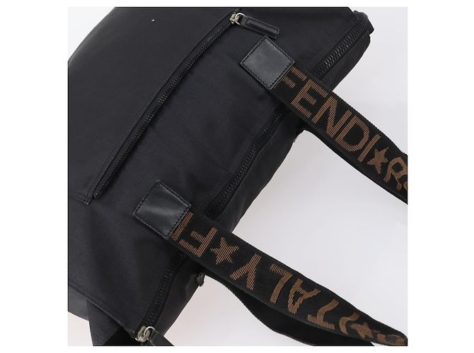 FENDI Tote Bag aus schwarzem Nylon mit Silber authentisch ep11611 - Ansicht 6