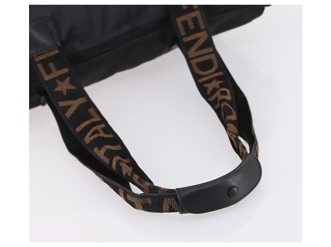 FENDI Tote Bag aus schwarzem Nylon mit Silber authentisch ep11611 - Ansicht 7