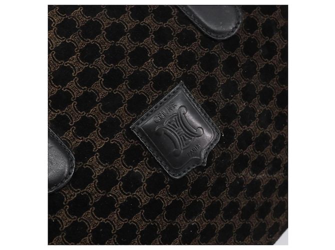 Céline Borsa a mano in tela Macadam CELINE in suede nero e oro Auth ep11623 D'oro - vista 17