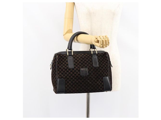 Céline Borsa a mano in tela Macadam CELINE in suede nero e oro Auth ep11623 D'oro - vista 21