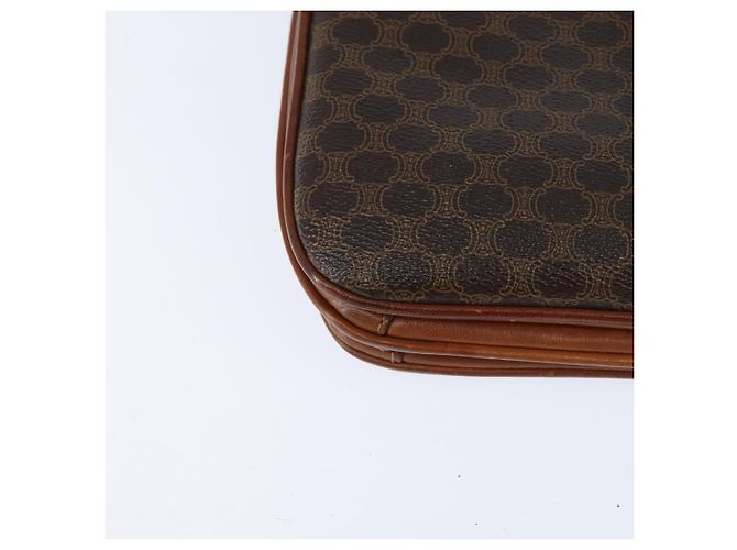 Céline Borsa a Spalla in Tela Macadam CELINE in Pelle PVC Marrone Oro Auth 148183 D'oro - vista 16