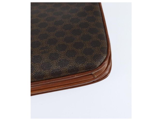 Céline Borsa a Spalla in Tela Macadam CELINE in Pelle PVC Marrone Oro Auth 148183 D'oro - vista 17