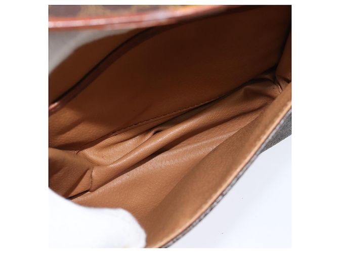 Céline Borsa a Spalla in Tela Macadam CELINE in Pelle PVC Marrone Oro Auth 148183 D'oro - vista 22
