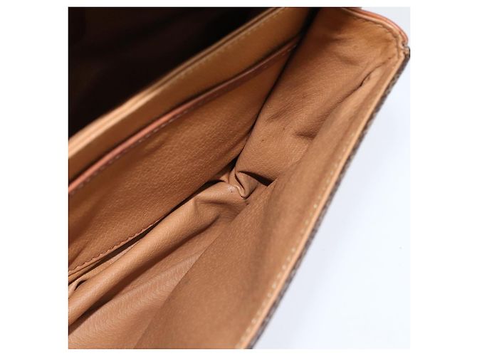 Céline Borsa a Spalla in Tela Macadam CELINE in Pelle PVC Marrone Oro Auth 148183 D'oro - vista 23