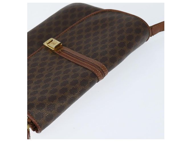 Céline Borsa a Spalla in Tela Macadam CELINE in Pelle PVC Marrone Oro Auth 148183 D'oro - vista 6