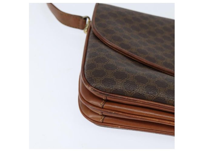 Céline Borsa a Spalla in Tela Macadam CELINE in Pelle PVC Marrone Oro Auth 148183 D'oro - vista 8