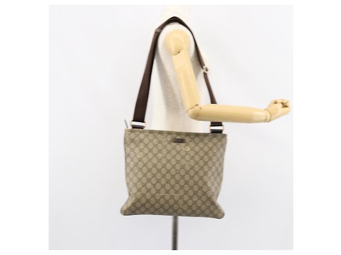 Gucci Borsa a Spalla GG Supreme PVC Beige Oro 201446 Auth 148419 D'oro - vista 23