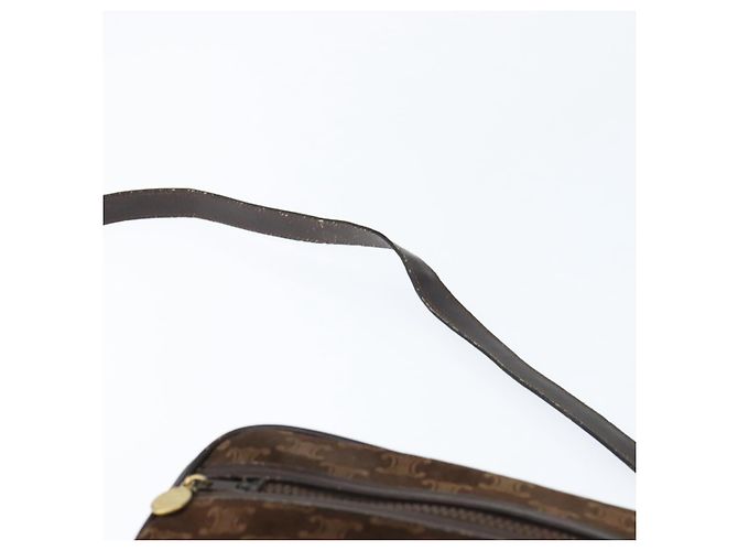 Céline Borsa a Spalla in Tela Macadam CELINE Suede Marrone Oro Auth 147778 D'oro - vista 14