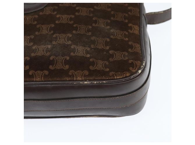 Céline Borsa a Spalla in Tela Macadam CELINE Suede Marrone Oro Auth 147778 D'oro - vista 15