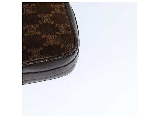 Céline Borsa a Spalla in Tela Macadam CELINE Suede Marrone Oro Auth 147778 D'oro - vista 17