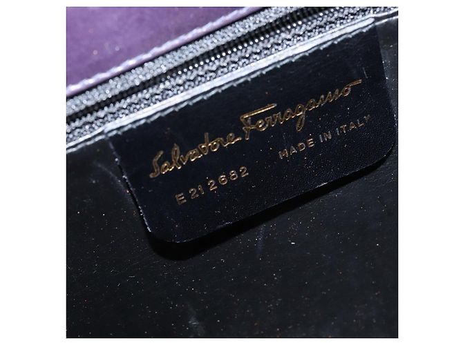 Borsa a Spalla Gancini in Pelle Salvatore Ferragamo Blu Navy Oro Auth 145622 D'oro - vista 12