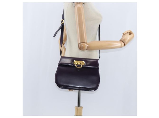 Borsa a Spalla Gancini in Pelle Salvatore Ferragamo Blu Navy Oro Auth 145622 D'oro - vista 21