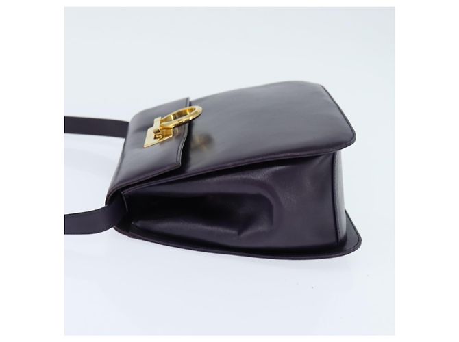 Borsa a Spalla Gancini in Pelle Salvatore Ferragamo Blu Navy Oro Auth 145622 D'oro - vista 3