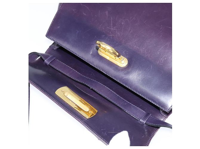 Borsa a Spalla Gancini in Pelle Salvatore Ferragamo Blu Navy Oro Auth 145622 D'oro - vista 9