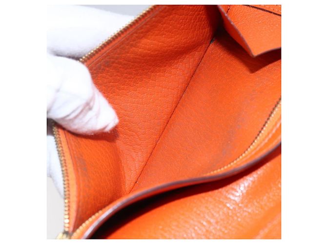 Hermès HERMES Portafoglio Soufflé in Pelle Arancione Auth 143412 - vista 11