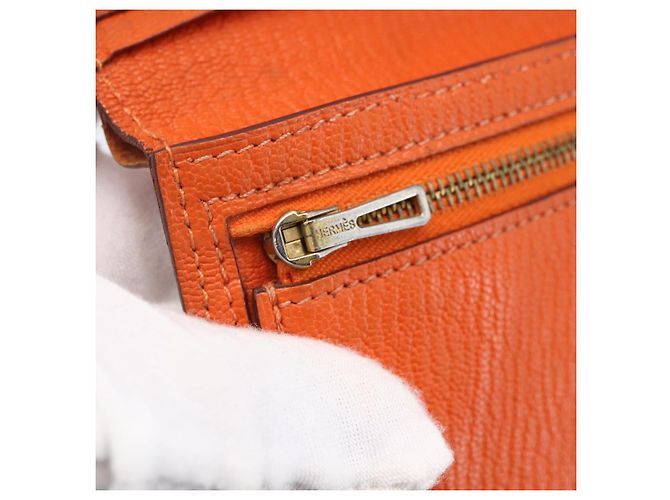 Hermès HERMES Portafoglio Soufflé in Pelle Arancione Auth 143412 - vista 17