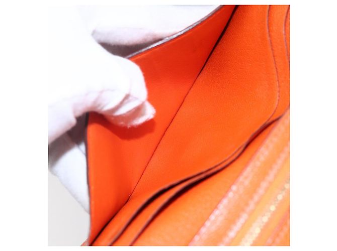 Hermès HERMES Portafoglio Soufflé in Pelle Arancione Auth 143412 - vista 19
