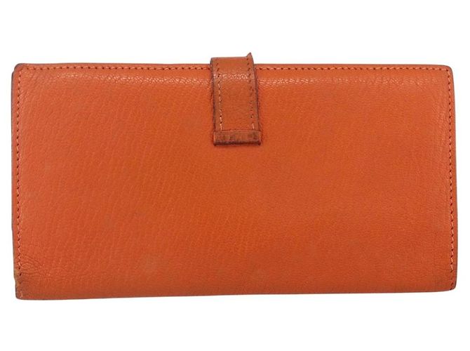Hermès HERMES Portafoglio Soufflé in Pelle Arancione Auth 143412 - vista 2