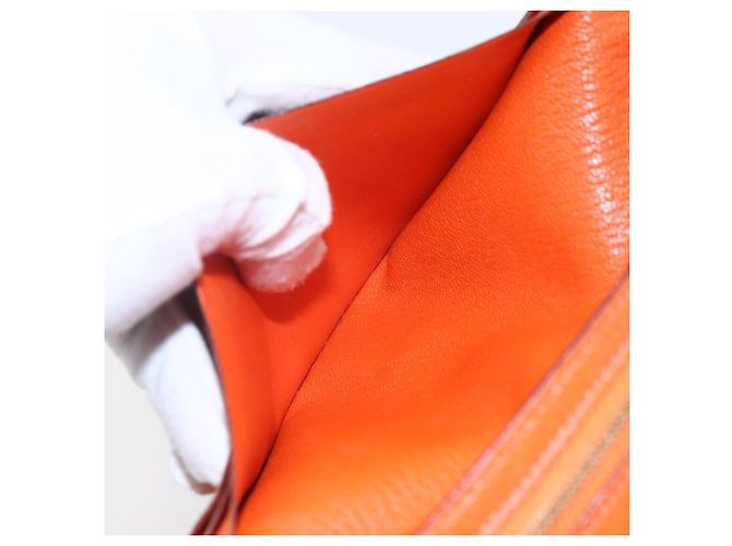 Hermès HERMES Portafoglio Soufflé in Pelle Arancione Auth 143412 - vista 21