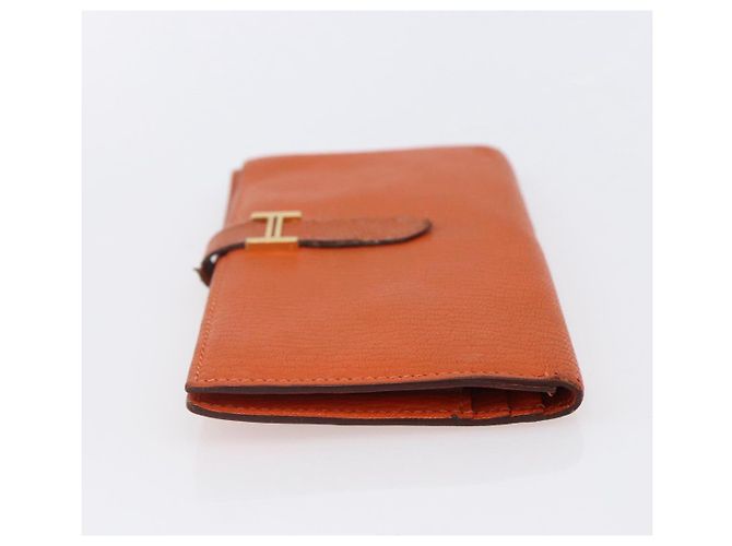 Hermès HERMES Portafoglio Soufflé in Pelle Arancione Auth 143412 - vista 3
