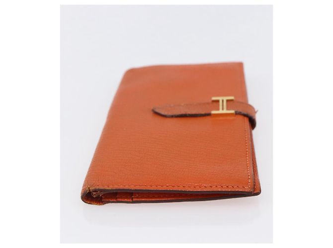 Hermès HERMES Portafoglio Soufflé in Pelle Arancione Auth 143412 - vista 4