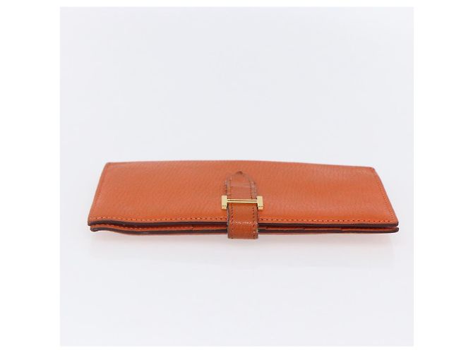 Hermès HERMES Portafoglio Soufflé in Pelle Arancione Auth 143412 - vista 5