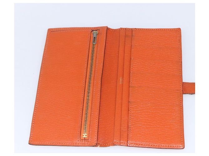 Hermès HERMES Portafoglio Soufflé in Pelle Arancione Auth 143412 - vista 8