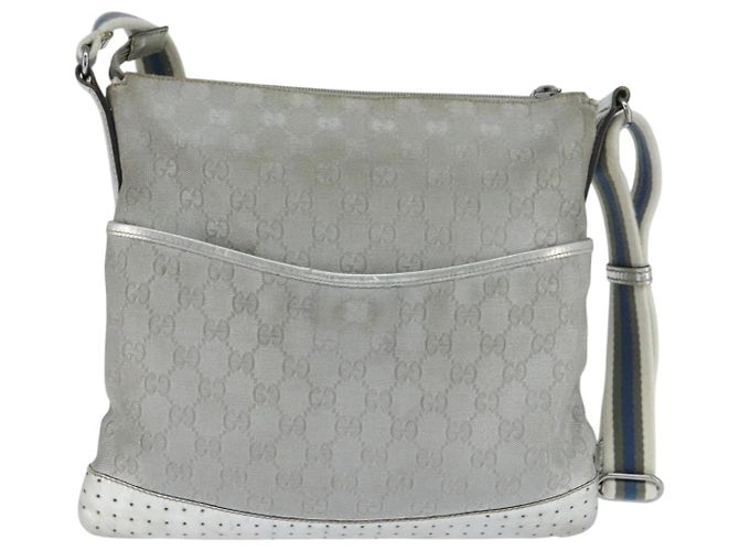 Borsa a Spalla GG Canvas Sherry Line Gucci Grigio Argento 145857 Auth 150515 Marrone - vista 13