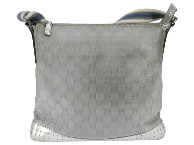 Borsa a Spalla GG Canvas Sherry Line Gucci Grigio Argento 145857 Auth 150515 Marrone - vista 2