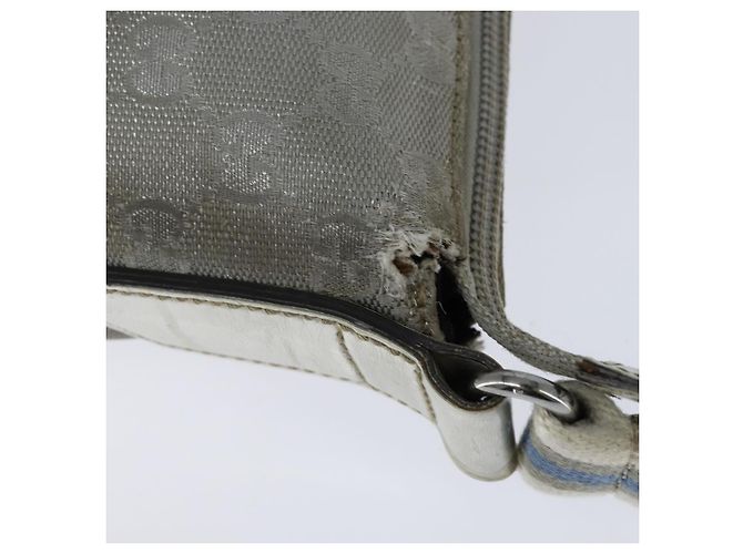 Borsa a Spalla GG Canvas Sherry Line Gucci Grigio Argento 145857 Auth 150515 Marrone - vista 9