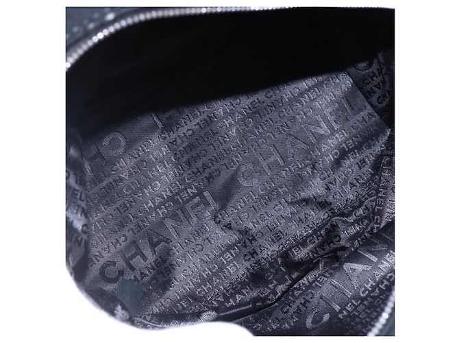 CHANEL COCO Borsa a mano in cotone argento nero CC Auth 150550 - vista 11