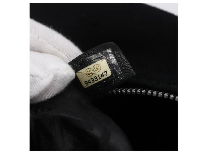 CHANEL COCO Borsa a mano in cotone argento nero CC Auth 150550 - vista 12