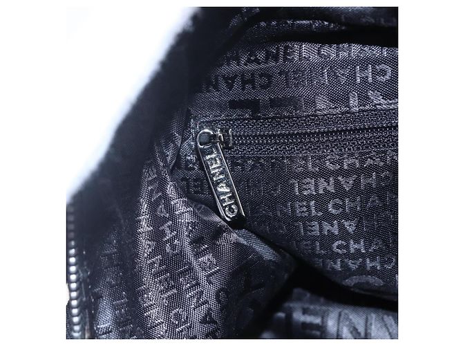 CHANEL COCO Borsa a mano in cotone argento nero CC Auth 150550 - vista 18