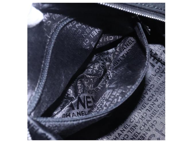 CHANEL COCO Borsa a mano in cotone argento nero CC Auth 150550 - vista 21