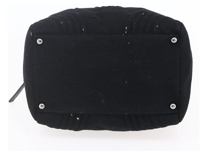 CHANEL COCO Borsa a mano in cotone argento nero CC Auth 150550 - vista 5