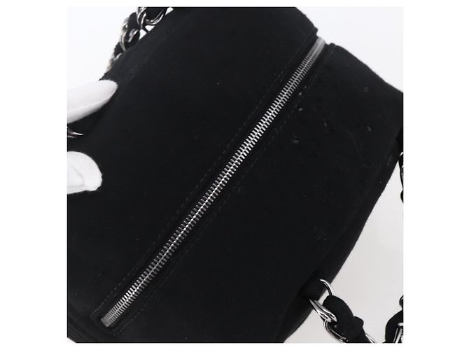 CHANEL COCO Borsa a mano in cotone argento nero CC Auth 150550 - vista 6