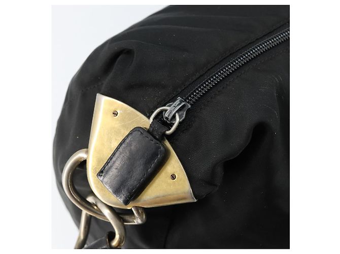 Borsa a Spalla PRADA in Nylon Pelle Nera Oro Auth bs30072 Nero D'oro - Ansicht 10