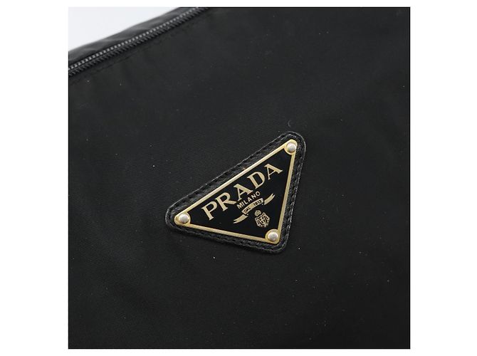 Borsa a Spalla PRADA in Nylon Pelle Nera Oro Auth bs30072 Nero D'oro - Ansicht 17