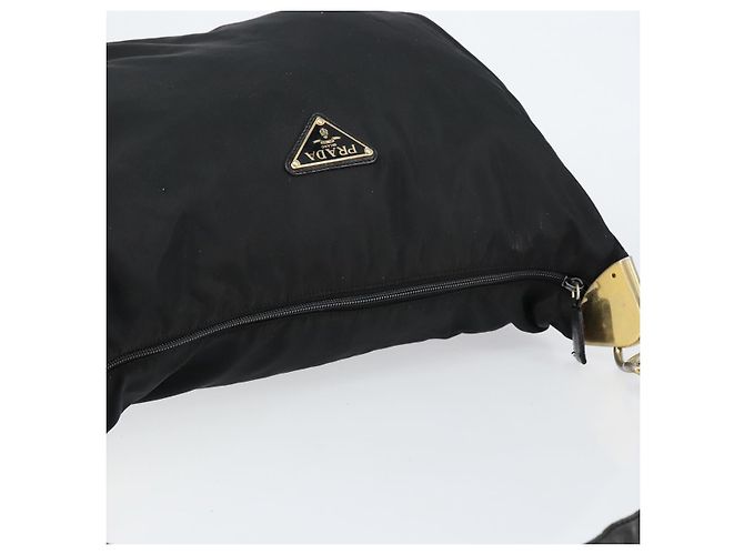 Borsa a Spalla PRADA in Nylon Pelle Nera Oro Auth bs30072 Nero D'oro - Ansicht 6