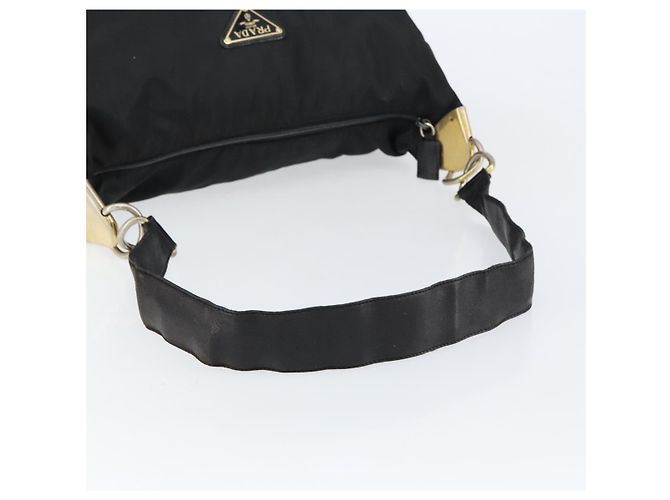 Borsa a Spalla PRADA in Nylon Pelle Nera Oro Auth bs30072 Nero D'oro - Ansicht 7