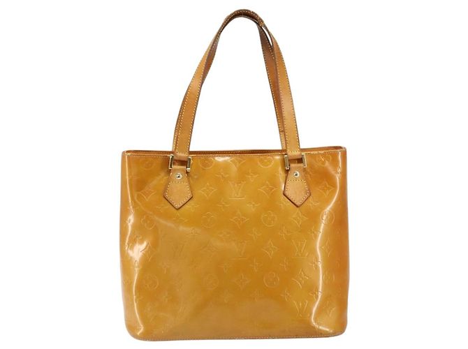 LOUIS VUITTON Bolsa de Mão Houston Monogram Vernis Bege M91004 LV Auth gh1246 - vista 13