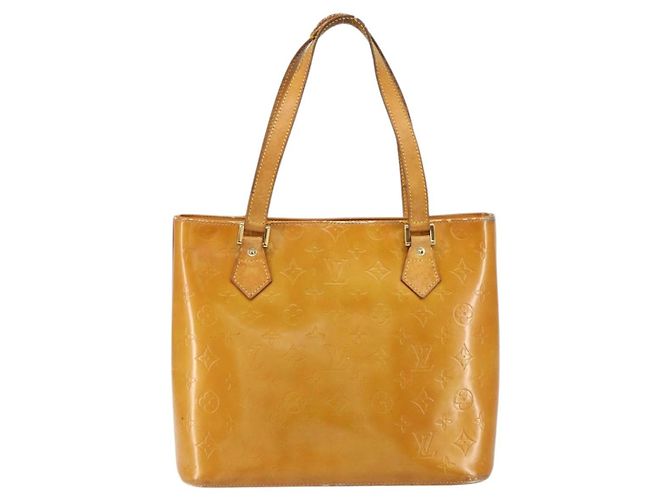 LOUIS VUITTON Bolsa de Mão Houston Monogram Vernis Bege M91004 LV Auth gh1246 - vista 2