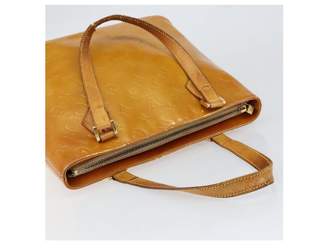 LOUIS VUITTON Bolsa de Mão Houston Monogram Vernis Bege M91004 LV Auth gh1246 - vista 6