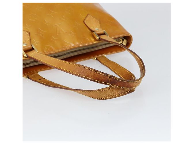 LOUIS VUITTON Bolsa de Mão Houston Monogram Vernis Bege M91004 LV Auth gh1246 - vista 7